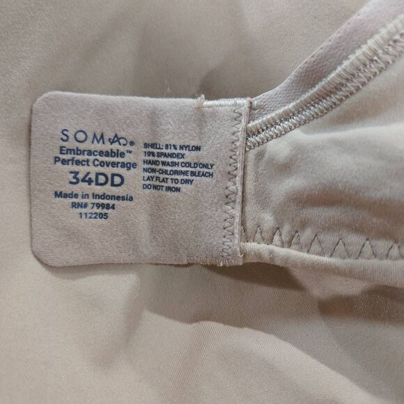 Soma Embraceable Perfect Coverage Bra Size 34DD Nude - Picture 4 of 4
